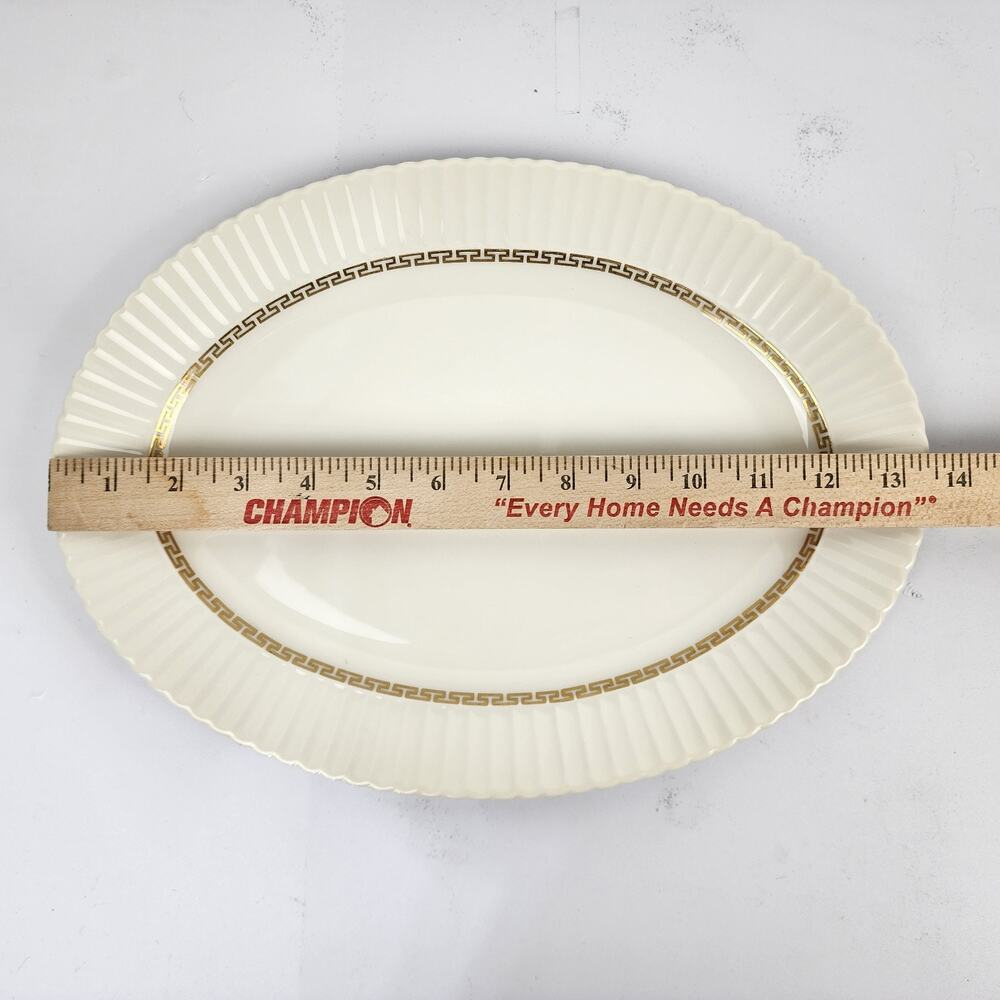Lenox China Cretan 0-316 Small Oval 13" x 10" Serving Platter Gold Grecian Trim - Picture 5 of 6